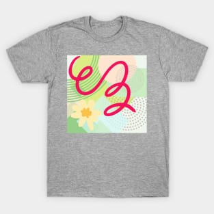Modern Geometric Pattern Spring Floral Serene Retro Style. T-Shirt